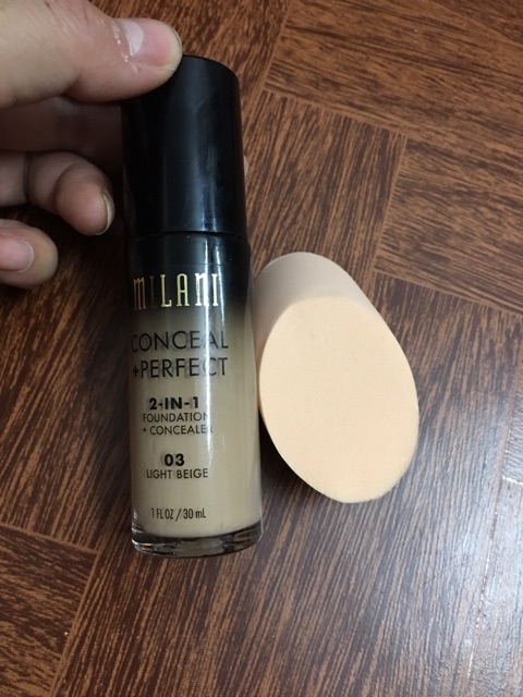 Combo kem nền kiêm che khuyết điểm Milani và bông mút tán kem nền | BigBuy360 - bigbuy360.vn
