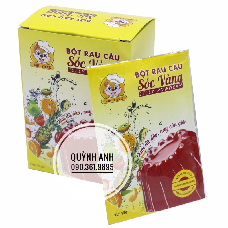 Bột rau câu Sóc Vàng gói 12g hộp 10 gói