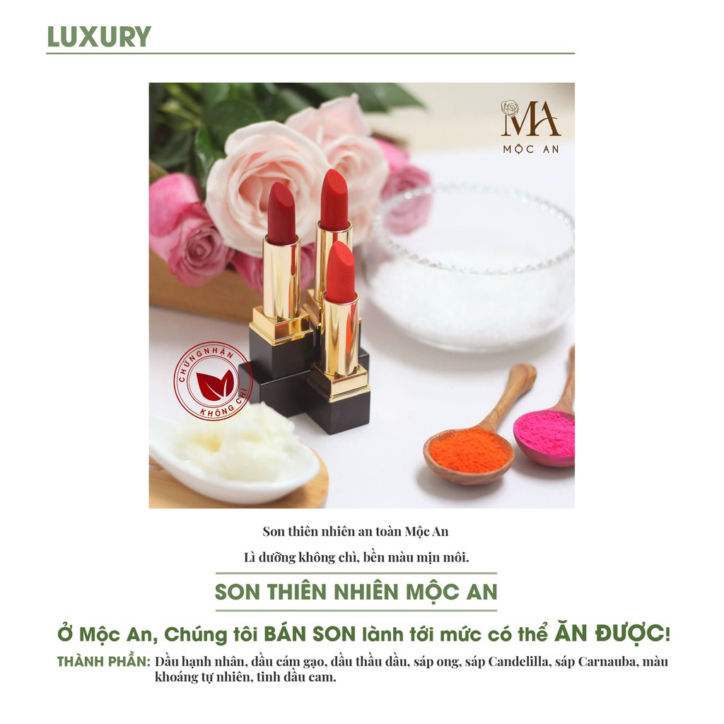 Son Lì Dưỡng Bền Màu Mềm Môi Luxury Mộc An 5g | BigBuy360 - bigbuy360.vn