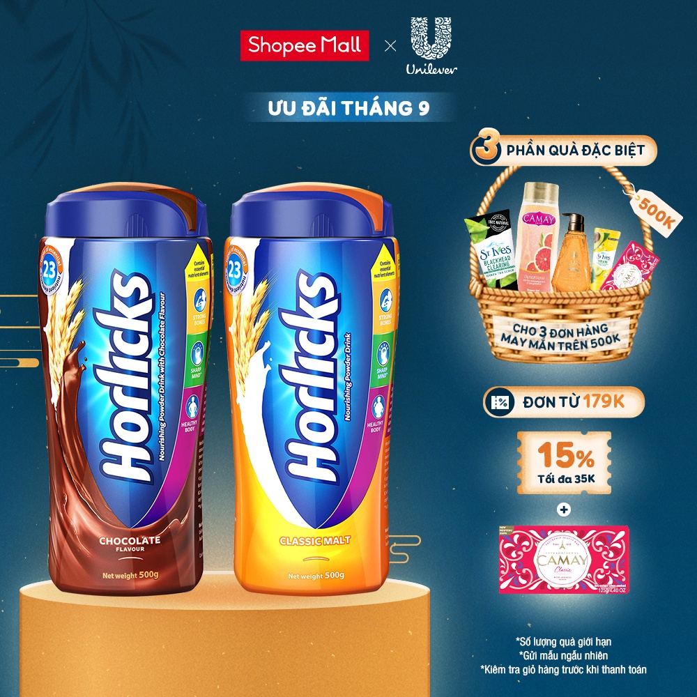 Sữa bột Horlicks vị chocolate/truyền thống 500g