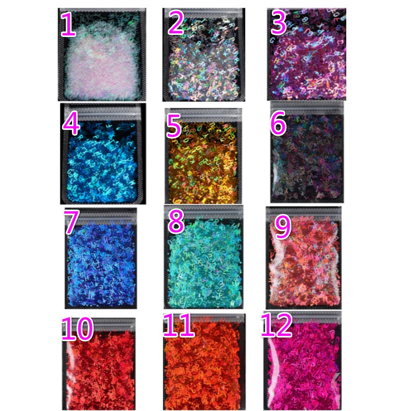 Gói 2g Hạt Kim Sa Hình Chữ Cái Nhiều Màu Sắc Làm Trang Sức Thủ Công