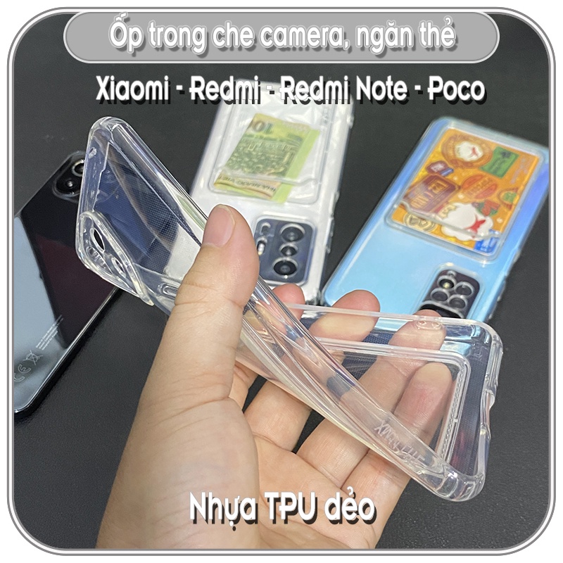 Ốp lưng trong che camera cho điện thoại Xiaomi - Mi - Redmi - Redmi Note - Poco, có ngăn để thẻ, hình
