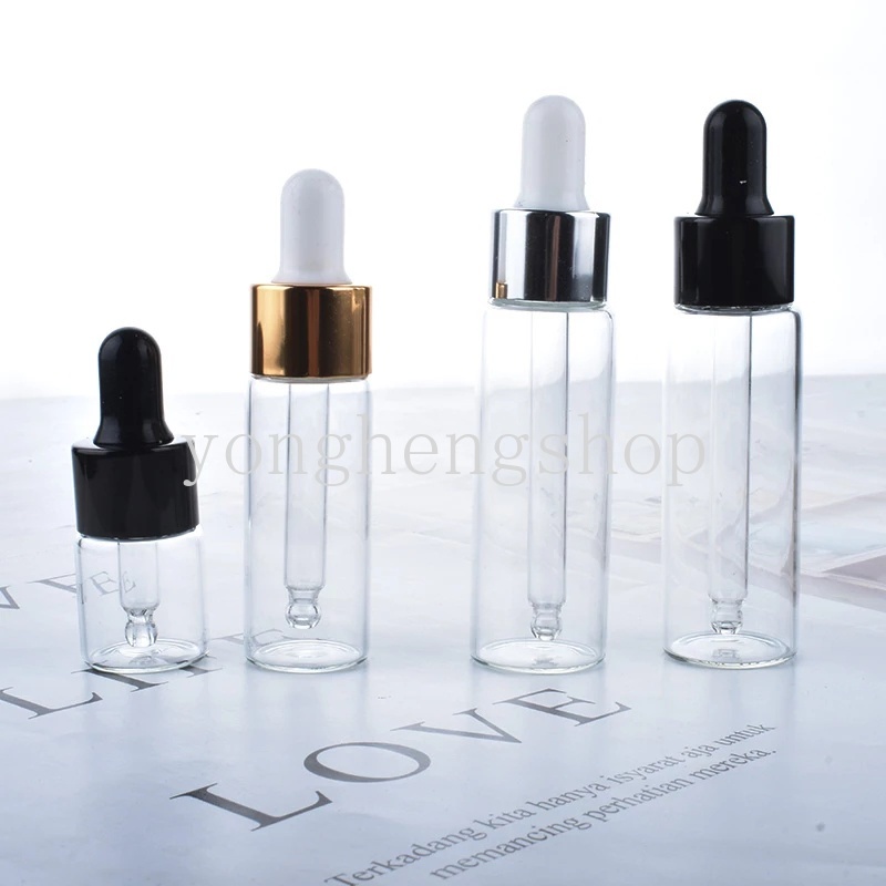 Chai Thủy Tinh Rỗng Trong Suốt 5 / 10 / 15ml Đựng Tinh Dầu Thơm Tiện Dụng Mang Theo Du Lịch