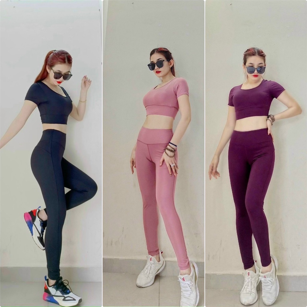 Đồ tập gym nữ, bộ tập gym yoga nữ dáng đẹp quần dài áo có tay chất vải co giãn thấm hút mồ hôi tốt (D02/D16/Ao01))