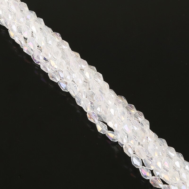 Bộ 70 hạt pha lê xỏ lỗ hình giọt nước mặt cắt 4 * 6mm dùng làm trang sức DIY