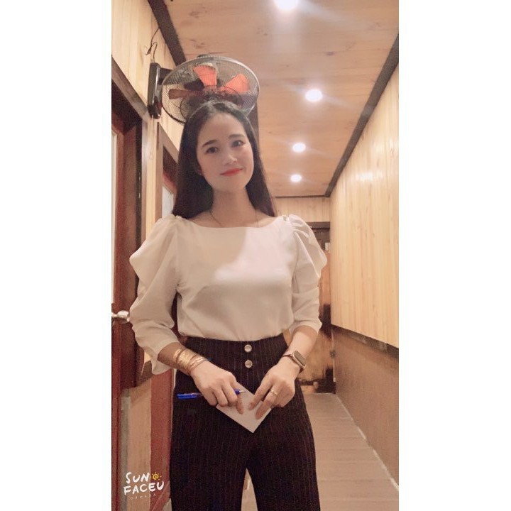 [ xả kho ] MiD Áo công sở tay bồng đính ngọc A1259 Mie Design kèm ảnh thật