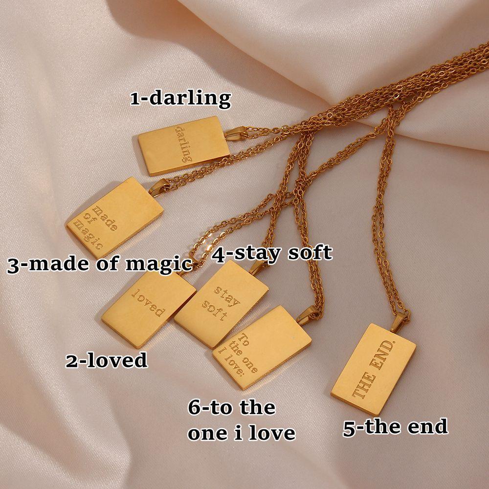 Vòng cổ Mặt Vuông Khắc Chữ 1 Thời Trang Mới Dùng Làm Quà Tặng Valentine