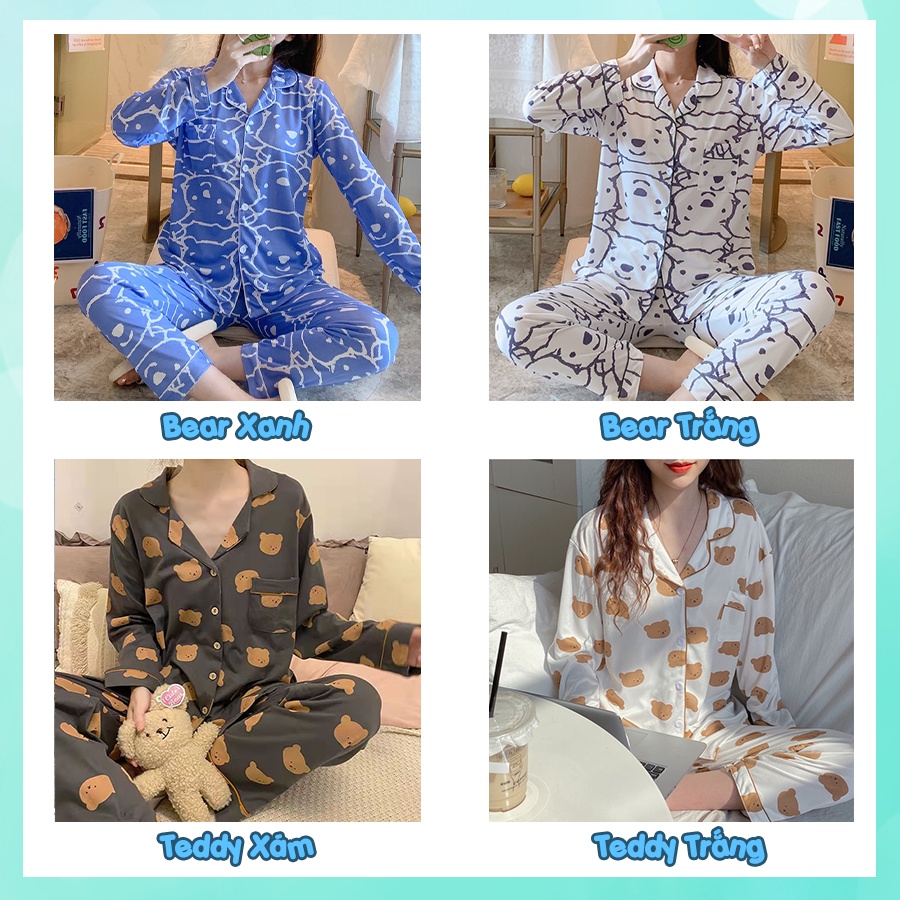 Đồ ngủ nữ pijama mặc nhà cao cấp áo dài quần dài chất vải thô hàn mềm mại PJMDAII05