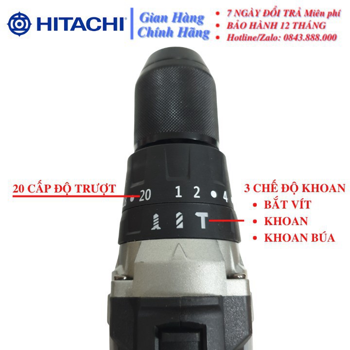 [CHÍNH HÃNG] Máy Khoan Pin Hitachi Không Chổi Than Đầu 13 ly Có Chức năng Búa Pin 168V 16000mAh - Tiết Kiệm Chi Phí - Hi