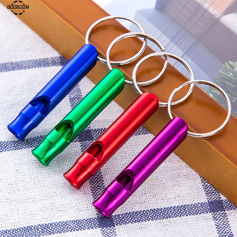 Còi thổi mini bằng kim loại kèm móc chìa khóa tiện dụng cho hoạt động ngoài trời