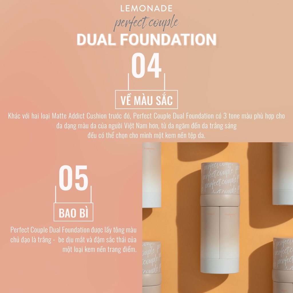 KEM NỀN ĐA CHỨC NĂNG CHO LỚP NỀN HOÀN HẢO LEMONADE PERFECT COUPLE DUAL FOUNDATION SPF30 30G CHÍNH HÃNG - 9262