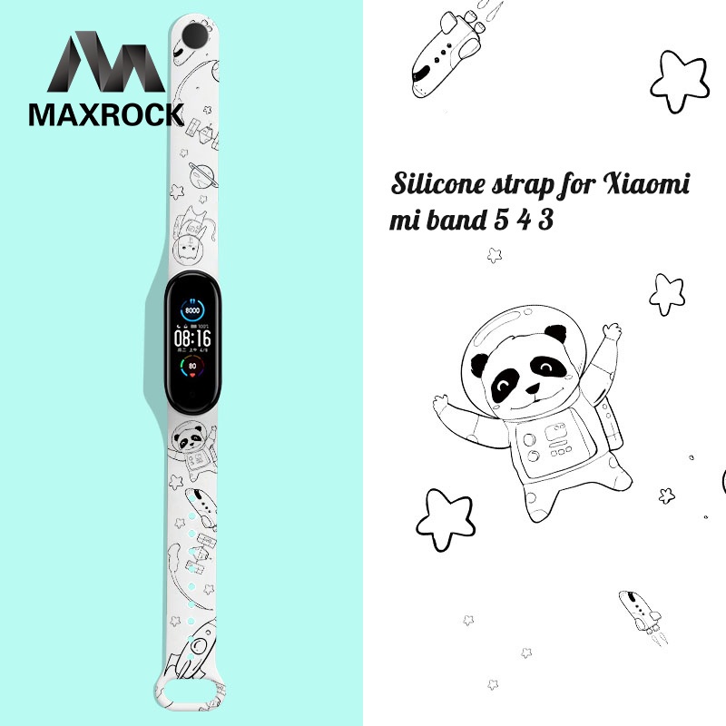 Dây đeo cổ tay họa tiết hoạt hình thay thế cho Xiaomi Mi Band 6 5 4 3