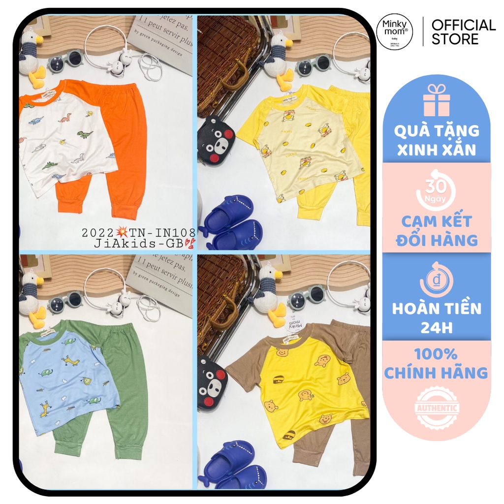 [SALE] Bộ Dài Tay Cho Bé Trai, Bé Gái Minky Mom Vải Thun Lạnh KL Giáp Lăng, Đồ Bộ Cho Bé Mặc Nhà Thu Đông MKMTD2202