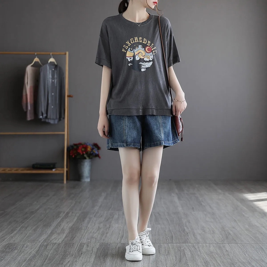 Quần Short Denim Ống Rộng Phối Túi Lớn 40-90KG C9280