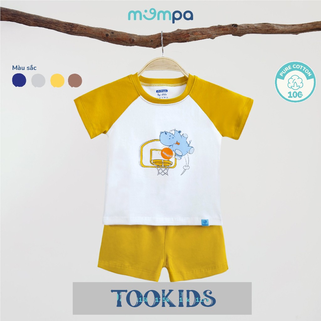 Bộ Cộc Tay Bé Trai Tookids in hình Hà Mã 100% Cotton Cao Cấp Thấm Hút Mồ Hôi, Mềm Mại, Thoáng Mát