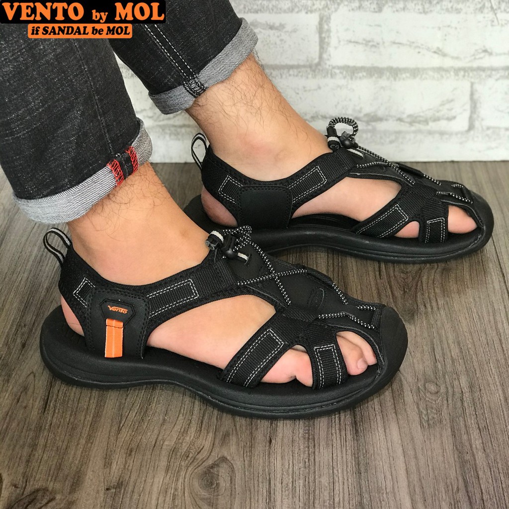 Giày Sandal Vento Bít Mũi VNXK Đế Cao Su Quai Dù Thích Hợp Đi Làm Đi Phượt Đạp Xe Màu Đen Full Mã NV7606