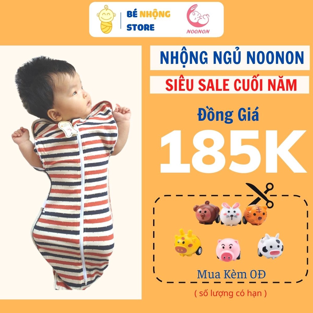 Nhộng chũn cho bé  FREESHIP  Chũn Quấn Noonon Khoá Mở Tay Giúp Bé Ngủ Ngon Không Giật Mình-NCD02