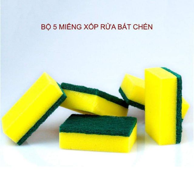 Set 3 miếng mút rửa chén mặt xanh+ vàng