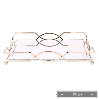 Modern minimalist creative metal mirror tray rectangular liv