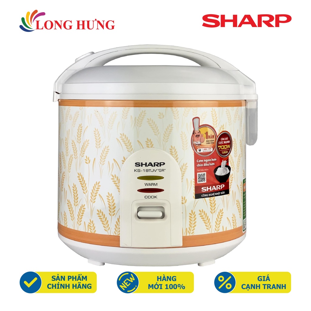 Nồi cơm điện nắp gài Sharp 1.8 lít KS-18TJV/&quot;GR&quot;/&quot;LL&quot; - Hàng chính hãng