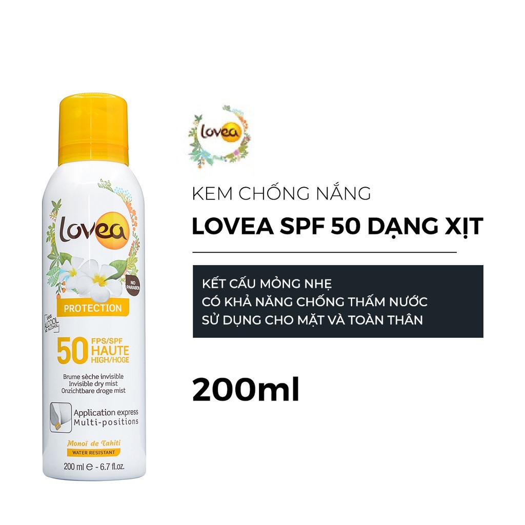 Xịt Chống Nắng Lovea SPF50 200ml