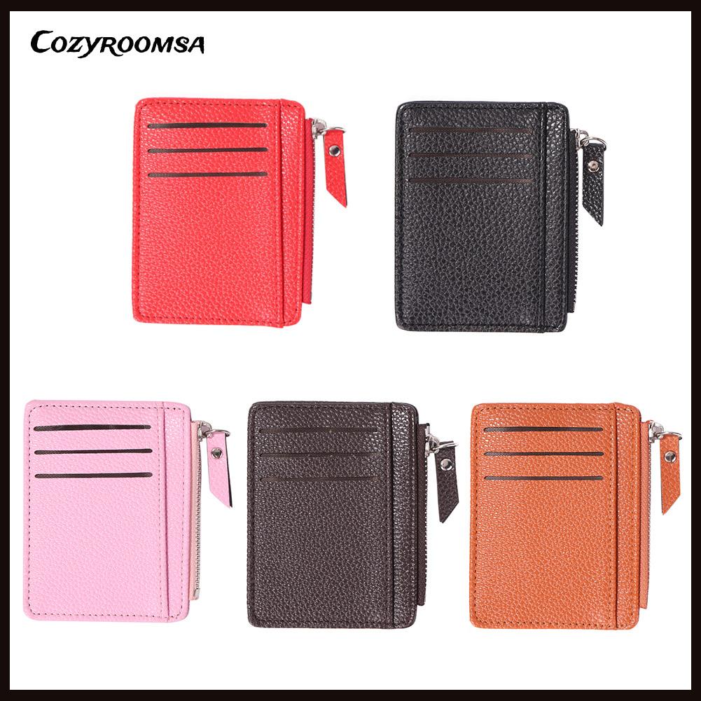 Ví da PU đựng tiền xu có khóa kéo phong cách cổ điển thời trang cho nữ