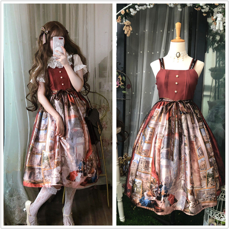 Đầm Lolita cổ điển họa tiết tranh sơn dầu hoàng gia | BigBuy360 - bigbuy360.vn