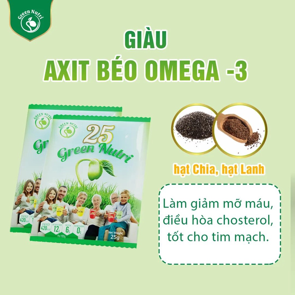 Sữa hạt ngũ cốc 25 Green Nutri hộp giấy 625gr