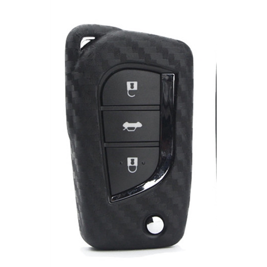 Vỏ Chìa Khóa 2 / 3 Nút Bấm Bằng Sợi Carbon Mềm Mại Cho Xe Hơi Toyota Yaris Reiz Carola Rav4