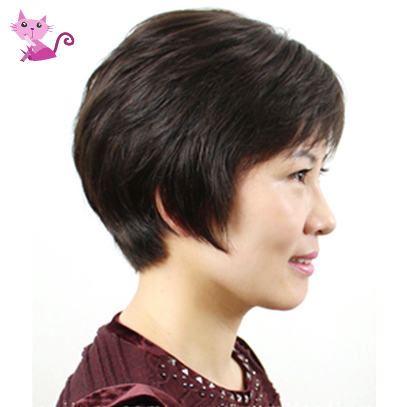 Bộ tóc giả ngắn phồng thanh lịch thời trang dành cho phụ nữ trung niên