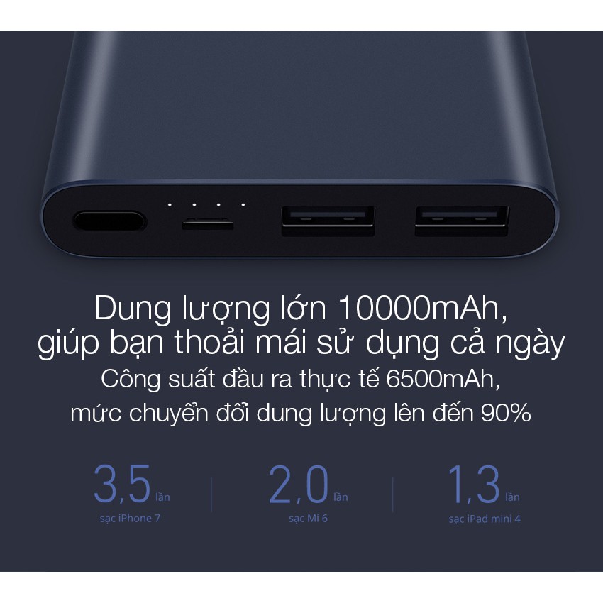 Pin dự phòng Xiaomi 10.000mAh Gen 2, 2 cổng USB - Chính Hãng Xiaomi