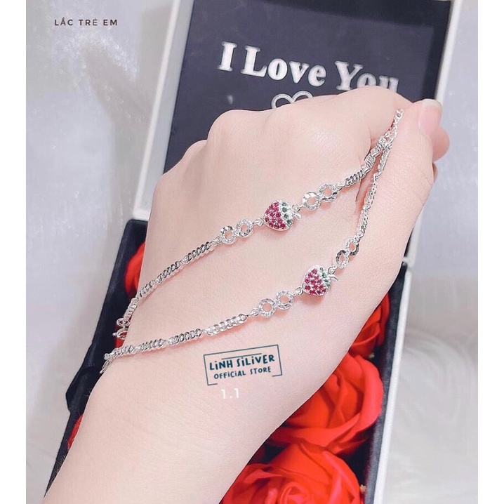 LẮC TAY MẶT DÂU TÂY CHO BÉ GÁI DÀI 13-15cm - LẮC TAY BẠC TA
