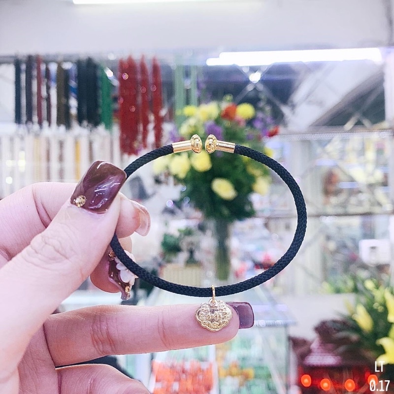 Charm khóa trường mệnh Au 10k,Khóa trường mệnh 10k mix vòng phong thủy-Minh Tâm Jewelry