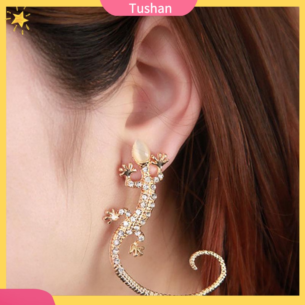 Khuyên kẹp vành tai đính đá hình thằn lằn độc đáo TUSH