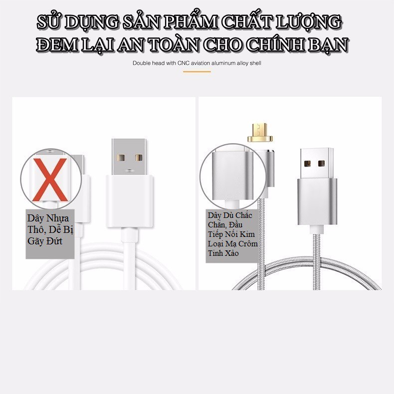 Cáp Sạc Android MicroUSB Hít Nam Châm Elough Chính Hãng