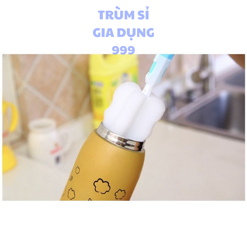 Cọ rửa ly, bình sữa cho bé bọt biển đầu màu trắng có thể tháo rời, Cây Cọ Rửa, Ly, Cốc,
