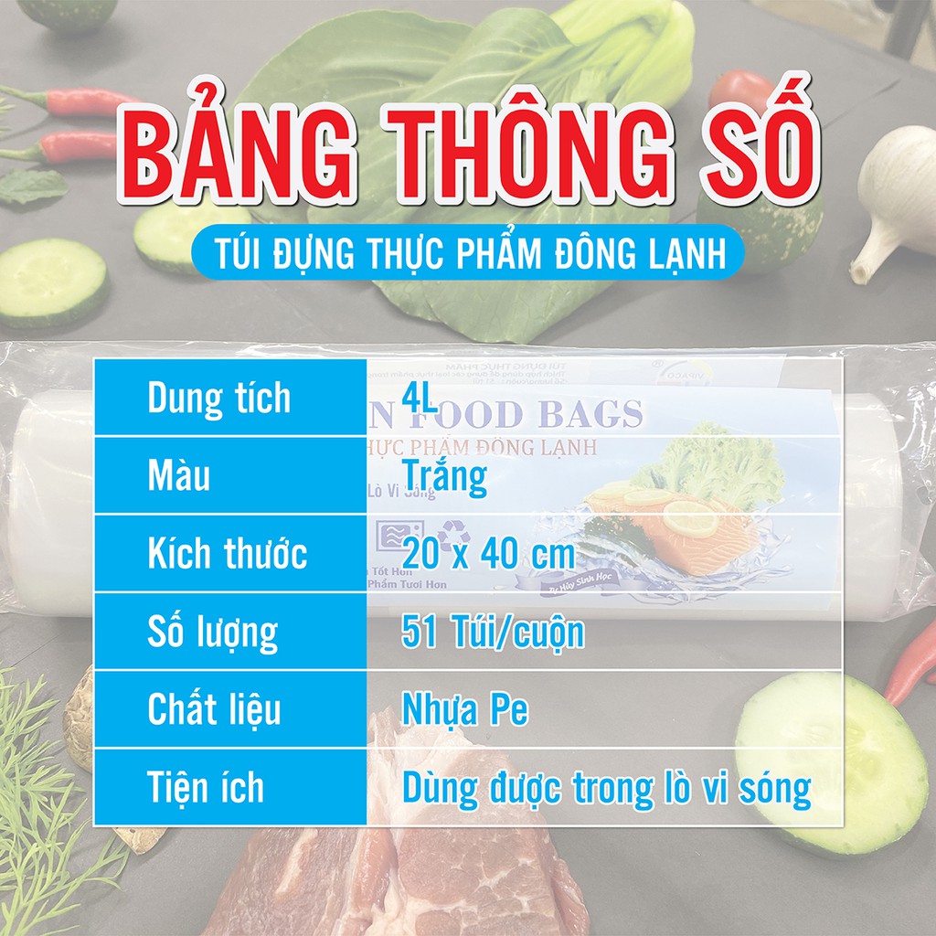 Túi đựng thực phẩm đông lạnh Vipaco