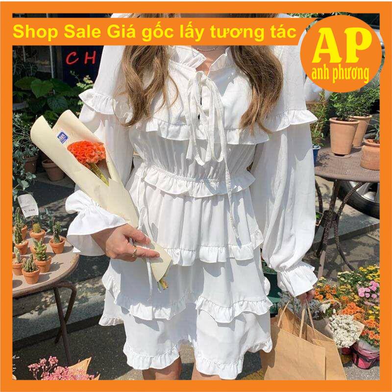(Ảnh thật + video shop tự quay) Váy Viền Bèo Nữ 🦋 Đầm Nữ Buộc Nơ Viền Tầng hai màu đen, trắng  Vintage , váy tiểu thư 🦋 | BigBuy360 - bigbuy360.vn