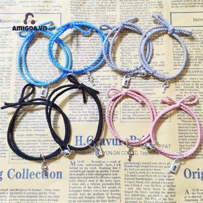 Vòng Đeo Tay Cặp Dây Bện Từ Tính Hình Trái Tim Đơn Giản Dành Cho Cặp Đôi