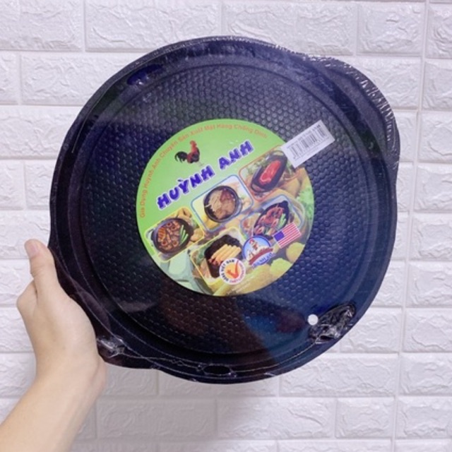 Chảo Nướng Chống Dính Huỳnh Anh Tròn - Kích thước 32cm ( Đen )