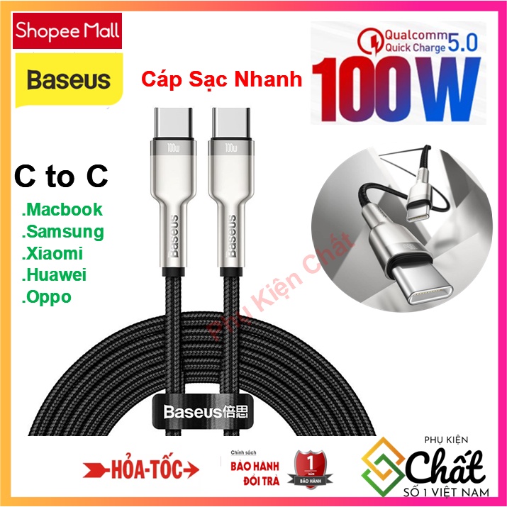 Cáp Sạc Nhanh PD 100W Baseus CATJK cho MACBOOK PRO ,SAMSUNG , OPPO , XIAOMI. Dây Dù chống đứt , Bảo Hành 12 tháng
