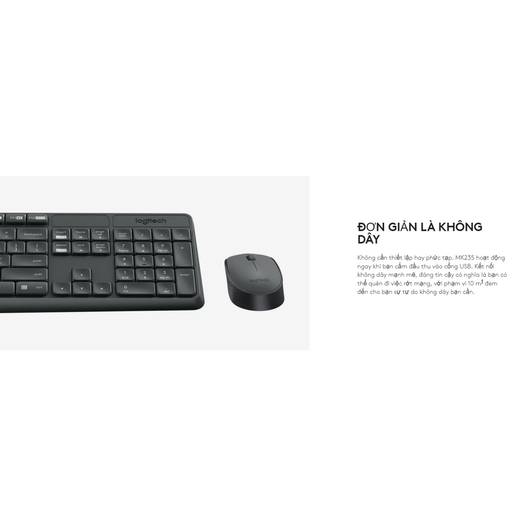 [Hỏa Tốc - HCM] Bộ bàn phím chuột không dây Logitech MK235 | Hàng Chính Hãng Logitech | Bảo Hành 12 Tháng |Ngocvienstore