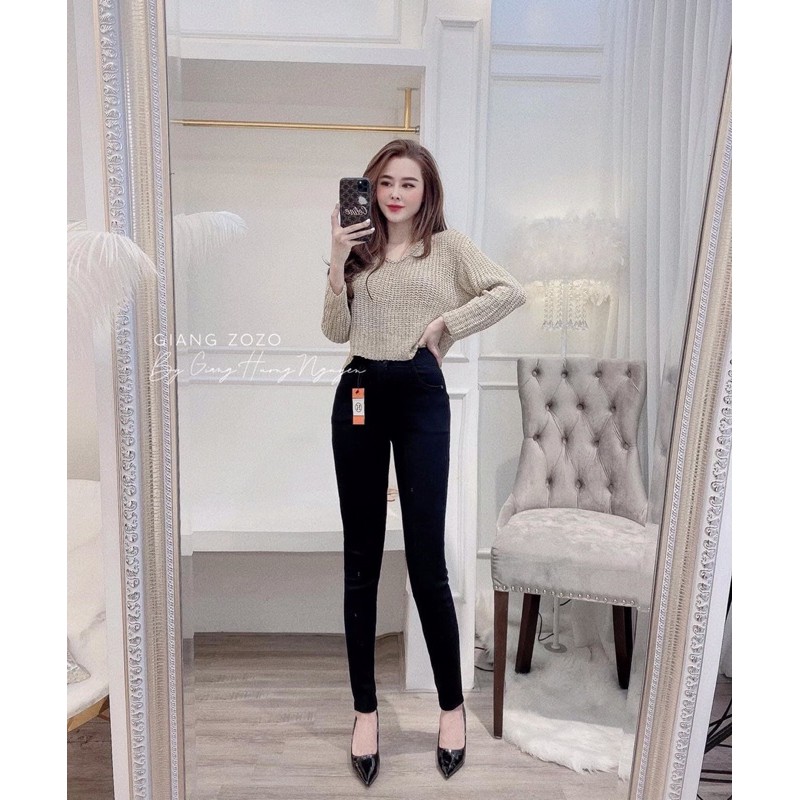Legging 2 Khuy lưng cao kèm hộp màu cam.
