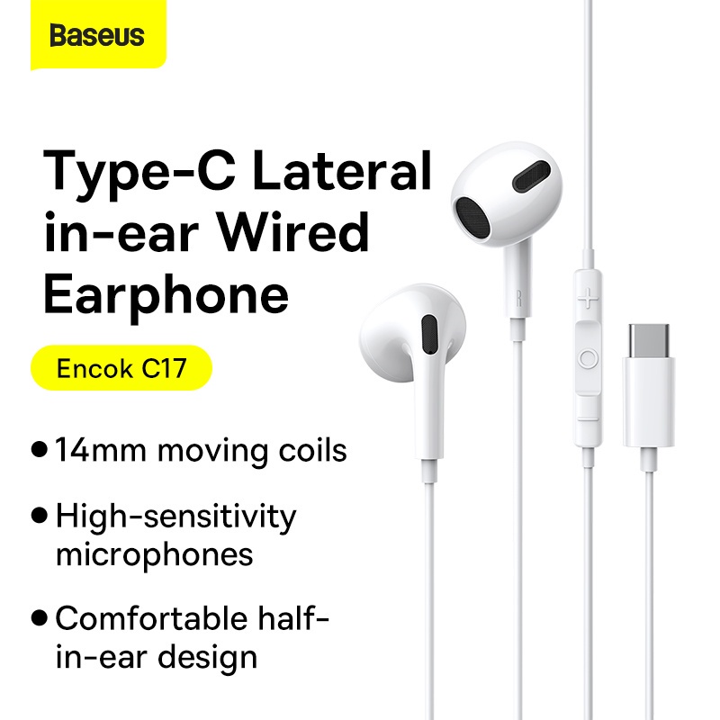  Tai nghe BASEUS C17 Type-C có dây có mic cho điện thoại thông minh
