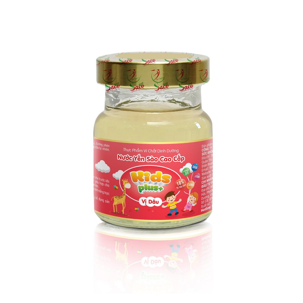 Nước Yến Sào Kid's Plus 18% Yến Thiên Nhiên Thương Hiệu Saconest lọ 70ml - Vị Dâu