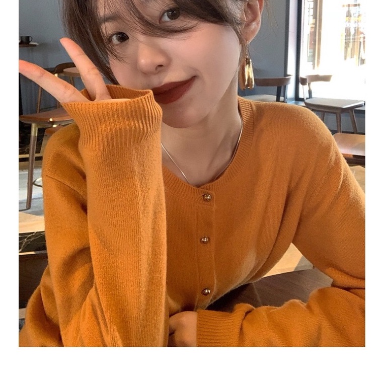 Áo len nữ cổ tròn dài tay, áo len cardigan nữ chất len mềm mịn co giãn thời trang Hàn Quốc mặc mùa thu đông