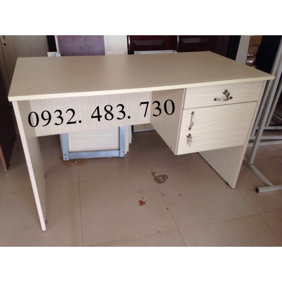 Bàn làm việc văn phòng ván MFC cao cấp rộng 1m2x75x60 3 hộc kéo