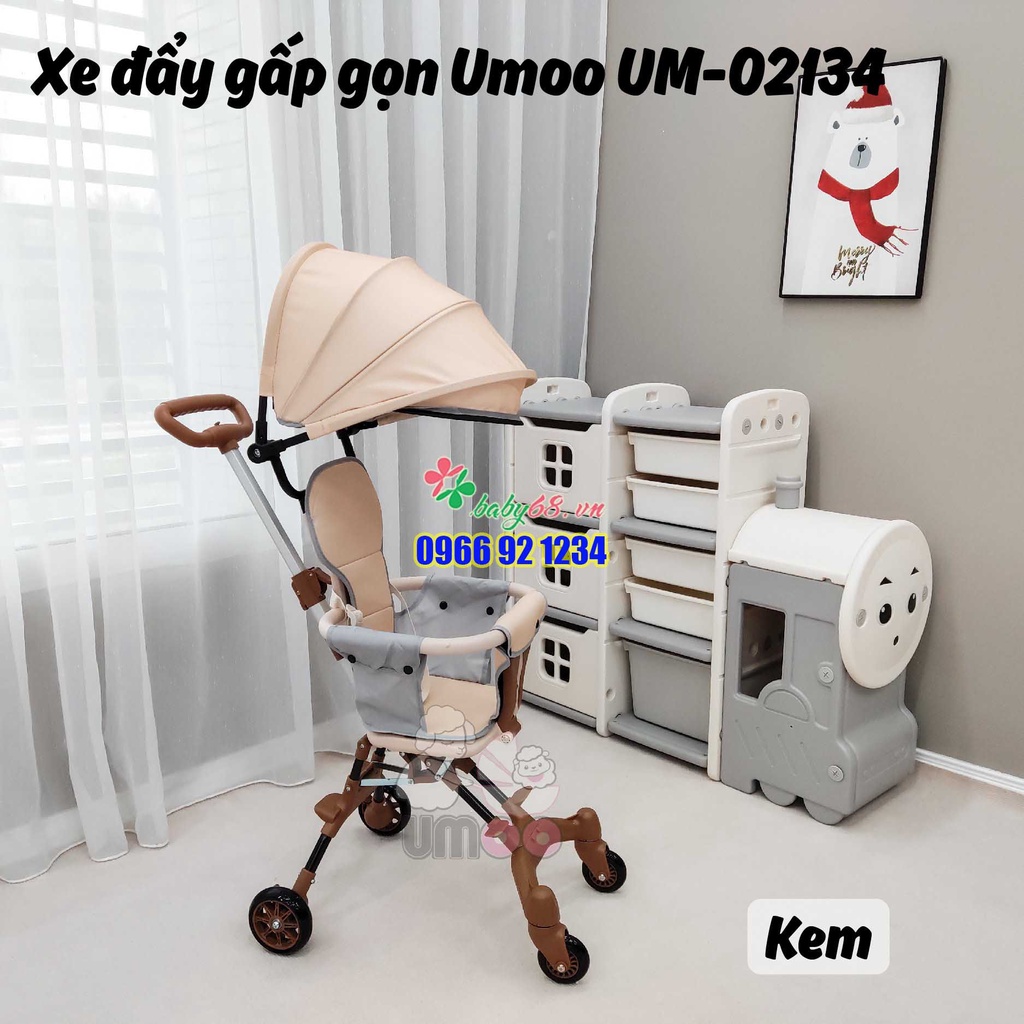 Xe Đẩy Umoo Du Lịch Gấp Gọn Xoay Chiều Cao Cấp Cho Bé UM-02134 Có mái che