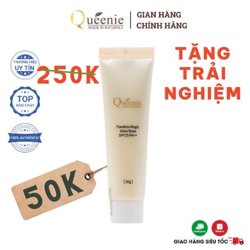 [Tặng dùng thử] Kem lót trang điểm Queenie mịn da che khuyết điểm, kiềm dầu, ngăn xuống tông  chống nắng 20ml