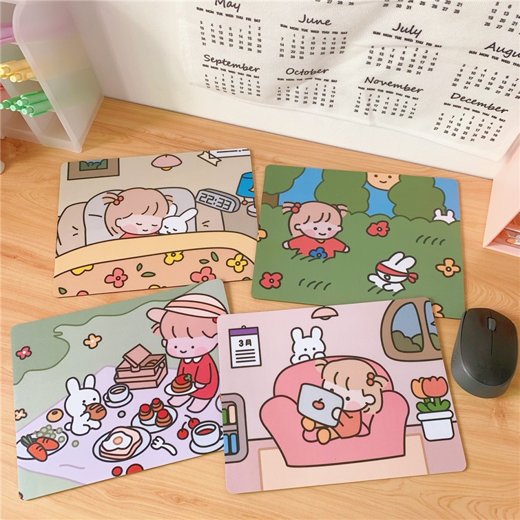 Lót chuột cute THỎ STATIONERY miếng lót chuột dễ thương phụ kiện đồ decor trang trí bàn học giá rẻ hàn quốc